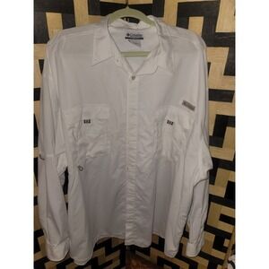 Columbia PFG Fishing Shirt Long Sleeve Button Up Vented White 4XL